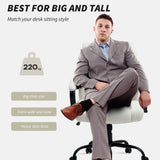 Vinsetto High Back Office Desk Chair, 485lbs Heavy Duty Desk Chair with Swivel Wheels, Cream White