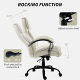 Vinsetto High Back Office Desk Chair, 485lbs Heavy Duty Desk Chair with Swivel Wheels, Cream White