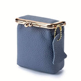 Vintage Genuine Leather Mini Handbag Organizer with Secure Kiss Lock
