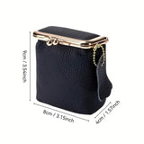 Vintage Genuine Leather Mini Handbag Organizer with Secure Kiss Lock
