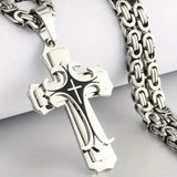Vintage-Inspired Men's Flat Handmade Cross Pendant Necklace