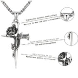 Vintage-Inspired Men's Titanium Steel Pendant Necklace - Unique Keel Chain Design with Cross and Rose Accents