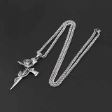 Vintage-Inspired Men's Titanium Steel Pendant Necklace - Unique Keel Chain Design with Cross and Rose Accents