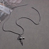 Vintage-Inspired Men's Titanium Steel Pendant Necklace - Unique Keel Chain Design with Cross and Rose Accents