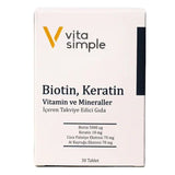 Vita Simple Biotin & Keratin Hair Support Supplement 30 Tablets
