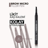 Flormar Brow Micro Filler Eyebrow Filler Pen - Liquid Eyebrow Pencil for Fuller Brows, Natural Look, Long-Lasting