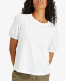 Sanctuary Womens Not So Basic T-Shirt Short Eyelet Sleeve, Size XXL