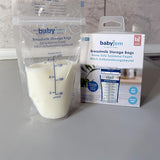 Babyjem Breast Milk Storage Bags - Sterile, BPA-Free, Airtight & Self-Standing - 25 Count