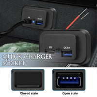 12-24V 4.8A Dual USB PD QC3.0 Car Boat RV Fast Charger Socket LED Power Outlet