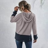 Waffle Two Tone Drawstring Hoodie