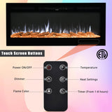 Wall-Mounted Recessed Electronic Fireplace - 50 Inch