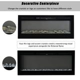 Wall-Mounted Recessed Electronic Fireplace - 50 Inch