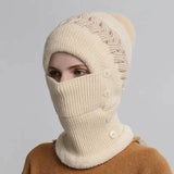 Warm Knitted Beanie Hat and Neck Warmer Set