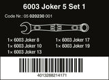 Wera 6003 Joker Combination Wrench Set 5 Piece Metric 05020230001