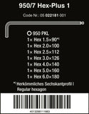 Wera 950/7 Hex-Plus 1 L-Key Set Chrome Plated Metric 7 Pieces 05022181001