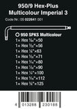 Wera 950/9 Hex-Plus Multicolor 3 L-Key Set SAE 9 Pieces 05022641001