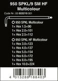 Wera 950/9 HF 1 Hex-Plus Multicolor L-Key Set Metric 9 Pieces 05022210001
