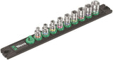 Wera A 1 Zyklop Magnetic Socket Rail Set 1/4" Drive 9 Pieces SAE 05005420001