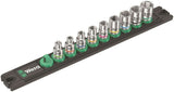 Wera A 4 Zyklop Magnetic Socket Rail Set 1/4" Drive 9 Pieces Metric 05005400001