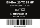 Wera Bit-Box 20 TORX® Bits HF TX 25 x 25mm 20 Pieces 05057778001