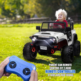 White 48.4" Large Ride On Car for Kids, Battery Powered Electric Car with 2 Seats, Remote Control, 14" Large Suspension Wheels, LED Lights, Music, Bluetooth for Boys & Girls