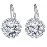 White Gold Huggie Earrings with Swarovski Crystal By Barzel