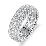 White Gold Plated Five Row Eternity Ring - Assorted Sizes