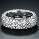 White Gold Plated Five Row Eternity Ring - Assorted Sizes