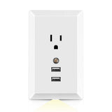 White Light Sensor Dual USB Wall Outlet