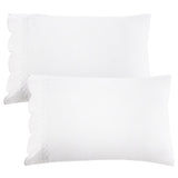 600 Thread Count Scallop Rope Embroidered Cotton Pillowcase Pair
