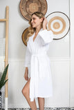 Knee-Length Waffle Kimono Robe for Women