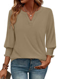 WIHOLL Blouses for Women Dressy Casual 3/4 Length Sleeve Womens Tops Trendy Summer Spring Shirts S-3XL
