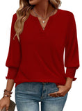WIHOLL Blouses for Women Dressy Casual 3/4 Length Sleeve Womens Tops Trendy Summer Spring Shirts S-3XL