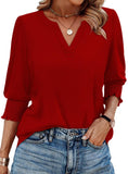 WIHOLL Blouses for Women Dressy Casual 3/4 Length Sleeve Womens Tops Trendy Summer Spring Shirts S-3XL
