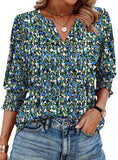 WIHOLL Blouses for Women Dressy Casual 3/4 Length Sleeve Womens Tops Trendy Summer Spring Shirts S-3XL