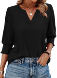WIHOLL Blouses for Women Dressy Casual 3/4 Length Sleeve Womens Tops Trendy Summer Spring Shirts S-3XL