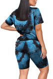 WIHOLL Two Piece Outfits for Women Short Sleeve V Neck Biker Shorts Set