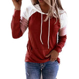 Winter Women’s Fashion Casual Sweatshirts Long Sleeve Hooded Pullover Loose Block Color Pockets Sweatshirts