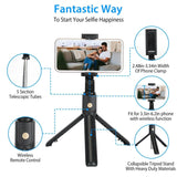 Wireless Selfie Stick Extendable Tripod with Detachable Remote Shutter for 3.5-6.2" Phone