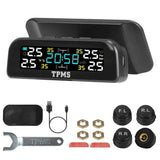 Wireless Solar Car Tire Pressure Monitoring System Auto Tire Pressure with Sensors Temperature Alarm