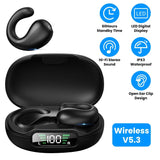 Wireless V5.3 Open Ear Clip Earbuds IPX3 Waterproof Ultra Open Earbuds with LED Display