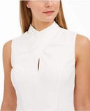 Calvin Klein Women's Sleeveless Cross Sheath with Center Front Keyhole Dress, 8