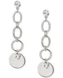 Inc Crystal and Disc Charm Linear Drop Earrings