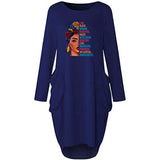Woman's Long Sleeve Loose Pocket Oversize Tunic Dress