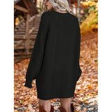 Women Crewneck Long Sleeve Oversized Cable Knit Chunky Pullover Short Sweater Dresses