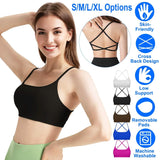 Women Cross Back Sport Bras Padded with Removable Pads Thin Straps