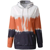 Women Hoodies Tops Tie Dye Printed Long Sleeve Drawstring Pullover Sweatshirts with Pocket