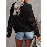 Women Lace Crew Neck Sweater