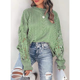 Women Lace Crew Neck Sweater