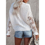 Women Lace Crew Neck Sweater